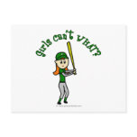 Light Green Girls Baseball Post Card