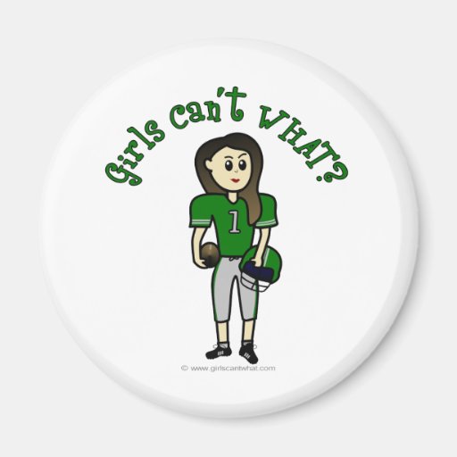 Light Green Girls Football Fridge Magnet