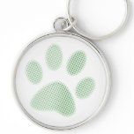 Light Green Halftone Paw Print Keychains