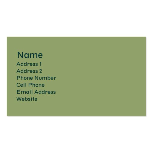 light green plain business cards (front side)