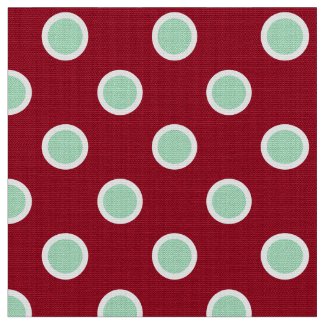 Light Green Polka Dots on Maroon Christmas Fabric