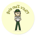 Light Green Sheriff Girl Round Stickers