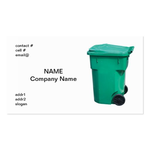 light  green trash can business card template