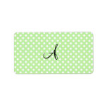 Light green white polka dots monogram personalized address label
