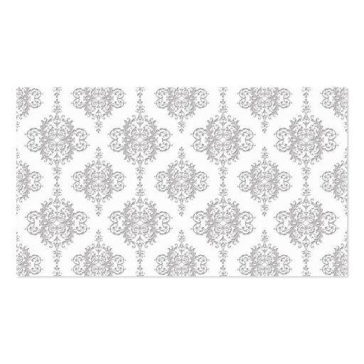 Light Grey and White Vintage Damask Business Card Template (back side)