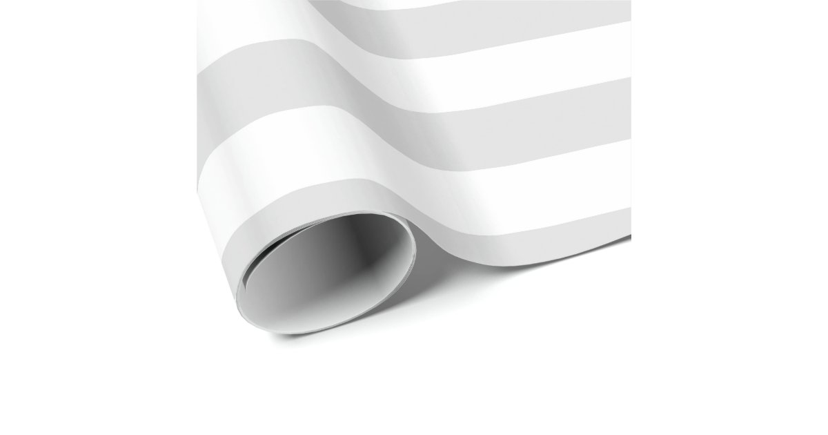 Light Grey and White XL Stripe Pattern Wrapping Paper Zazzle