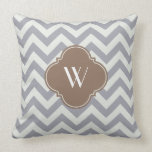 Light Grey Chevron Custom Monogram Throw Pillow