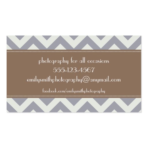 Light Grey Chevron Sophisticated Business Cards (back side)