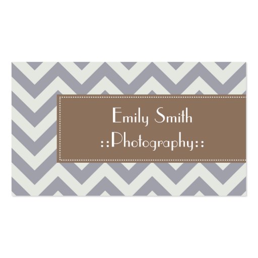 Light Grey Chevron Sophisticated Business Cards (front side)