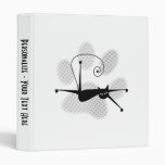 Light Grey Halftone Paw Print & Black Cat 3 Ring Binder