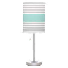 Light Grey & Mint Green Stripe Pattern Table Lamps