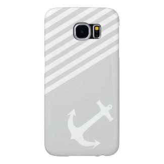 Light Grey Nautical Anchor and stripes Samsung Galaxy S6 Cases