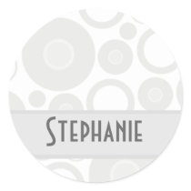 Light grey Retro Circles Custom name stickers stickers