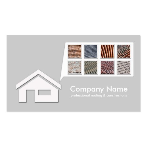 Light Grey Roofing & Constructions Card Business Card Template (front side)