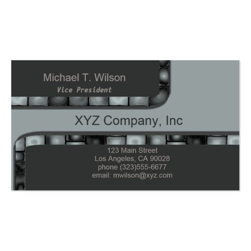 Light Grey Silver Tile Border Business Card Templates (front side)