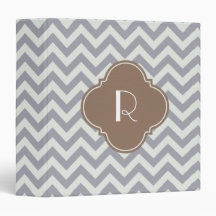Light Grey Zigzag Custom Monogram 3 Ring Binders