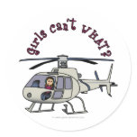 Light Helicopter Girl Round Sticker