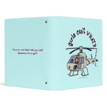 Light Helicopter Pilot Girl 3 Ring Binder