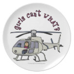 Light Helicopter Pilot Girl Dinner Plate