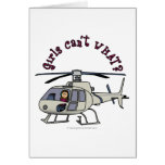 Light Helicopter Pilot Girl Greeting Cards