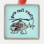 Light Helicopter Pilot Girl Christmas Tree Ornament
