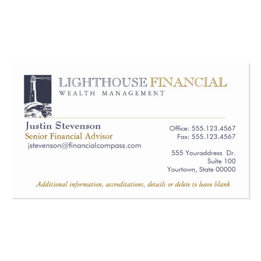 Light House Professional Business Card (front side)