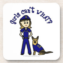 Light K-9 Police Officer Drink Coaster