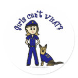 Light K-9 Police Officer Round Stickers