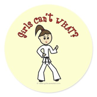 Light Karate Girl Round Stickers