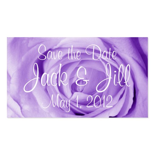 Light Lavender Save the Date Business Cards (front side)