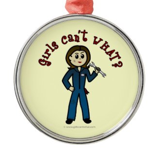 Light Mechanic Girl Christmas Ornament