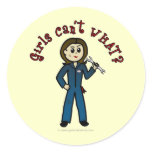 Light Mechanic Girl Round Stickers