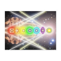 Light  meditation chakra illumination postcards