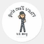 Light Navy Girl USA Round Stickers
