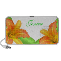 Light Orange Tiger Lily Summer Doodle Speaker speakers