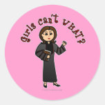 Light Pastor Girl Round Sticker