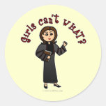 Light Pastor Girl Round Stickers