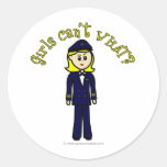 Light Pilot Girl Round Stickers