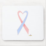 Light Pink And Blue Heart Shaped Awareness Ribbon Mouse Mats