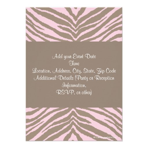 Light Pink and Brown Zebra Bow Baby Shower Custom Announcements