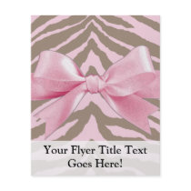 Light Pink and Brown Zebra w/ Ribbon Bow Personalized Flyer