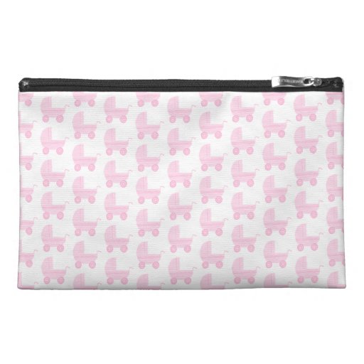 Light Pink and White Baby Stroller Pattern. Travel Accessory Bag