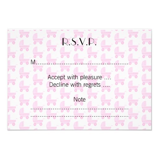 Light Pink and White Baby Stroller Pattern. Announcements