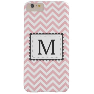 Light Pink And White Chevron Custom Monogram Barely There iPhone 6 Plus Case