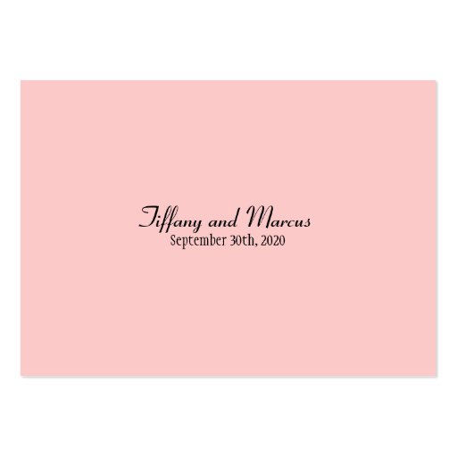 Light Pink and White Wedding Guest Seating Card Business Cards (back side)