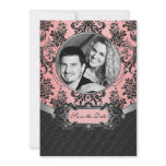 Light Pink Black Damask Photo Save the Date Cards Custom Invites