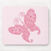 Light Pink Butterfly Mouse Pads