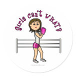 Light Pink Female Boxing Round Stickers