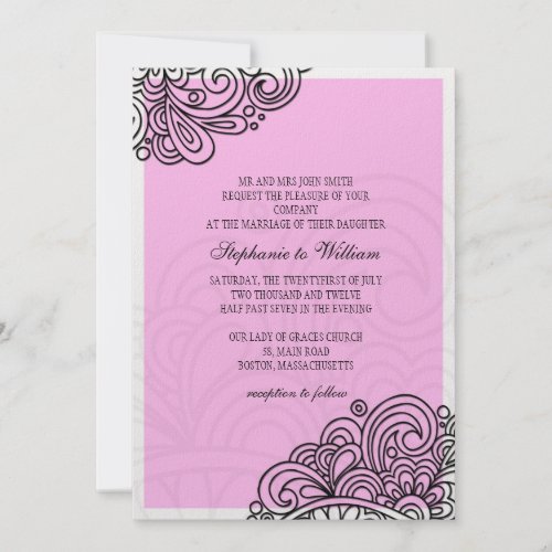Light Pink Floral Swirl Wedding Invitation invitation 