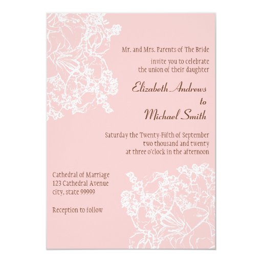 Light Pink Floral Wedding Invitation Zazzle